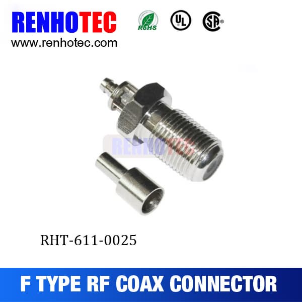 F Type Female Circular Connector Coaxial RG6 Compression